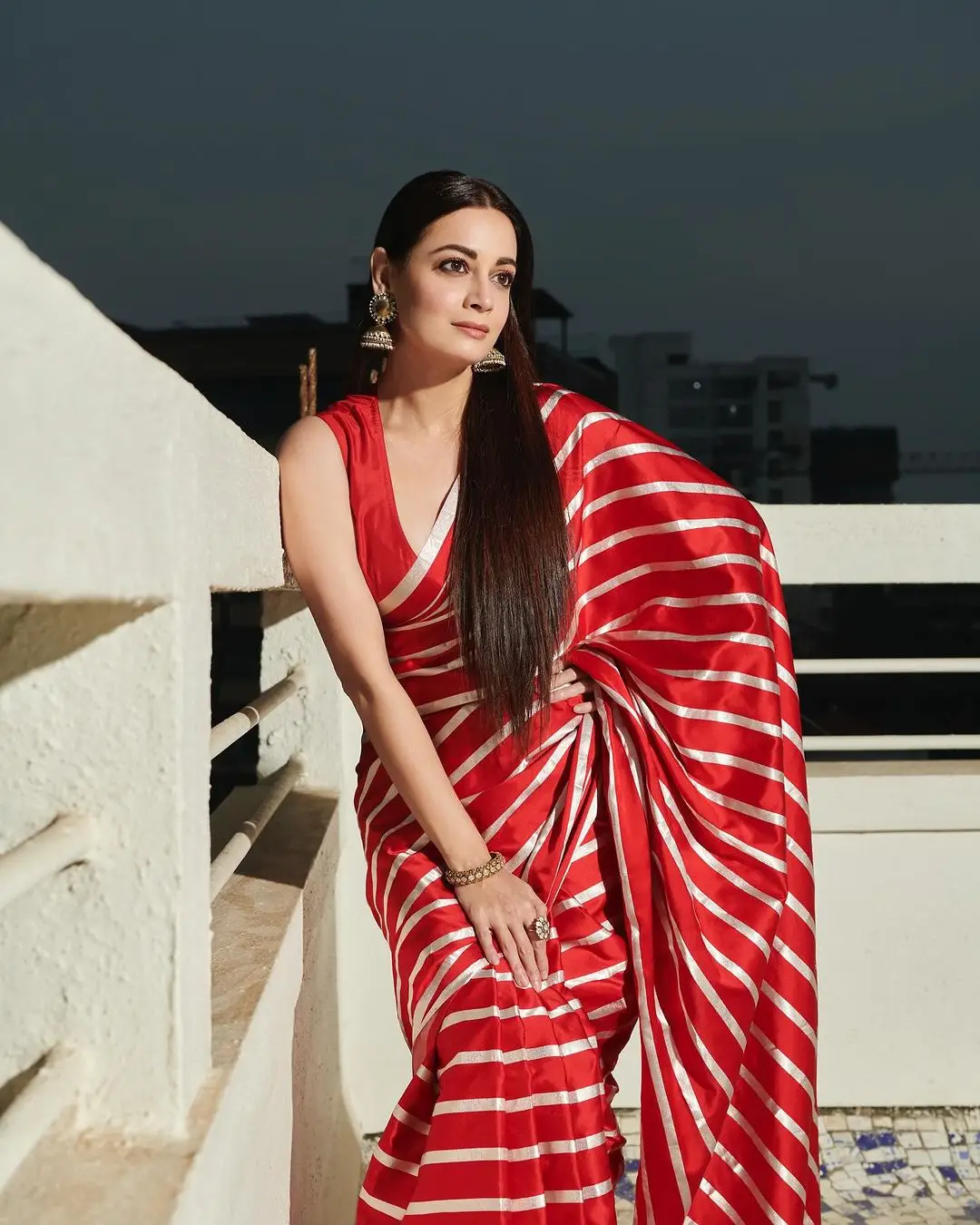 Dia Mirza In North Indian Traditional Red Saree Blouse